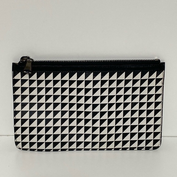Proenza Schouler Calfskin Triangle Zip Pouch in Black and White